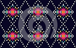 Ethnic abstract ikat art. Seamless pattern in tribal, folk embroidery, and Mexican style.