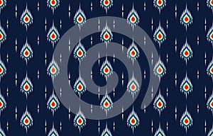 Ethnic abstract ikat art. Seamless pattern in tribal, folk embroidery, and Mexican style.