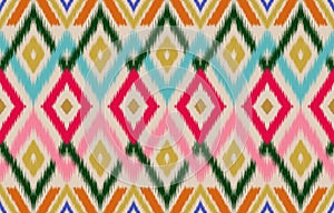 Ethnic abstract ikat art. Seamless pattern in tribal, folk embroidery, and Mexican style.