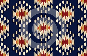 Ethnic abstract ikat art. Seamless pattern in tribal, folk embroidery, and Mexican style.