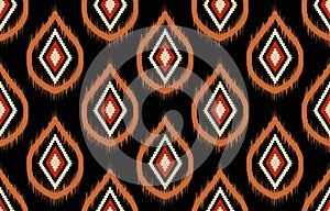 Ethnic abstract ikat art. Seamless pattern in tribal, folk embroidery, and Mexican style.