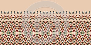 Ethnic abstract ikat art. Seamless pattern in tribal, folk embroidery, and Mexican style.