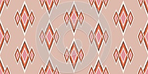 Ethnic abstract ikat art. Seamless pattern in tribal, folk embroidery, and Mexican style.