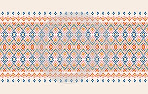 Ethnic abstract ikat art. Seamless pattern in tribal, folk embroidery, and Mexican style.