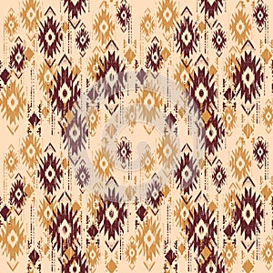 Ethnic abstract ikat art. Seamless pattern in tribal, folk embroidery, and Mexican style. Aztec geometric art ornament print