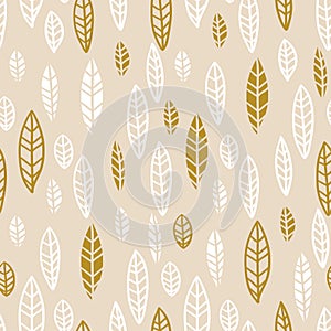 Ethnic abstract leaves on the light background. Vector seamless pattern.