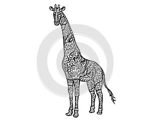 Ethnic Animal Doodle Detail Pattern - Giraffe Zentangle Illustration