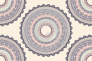 Ethnic Aztec circle ornament seamless pattern