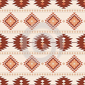 Ethnic Aztec seamless pattern Tribal Navajo patternGeometric ornament Vector illustration in boho style Rug textile print texture photo