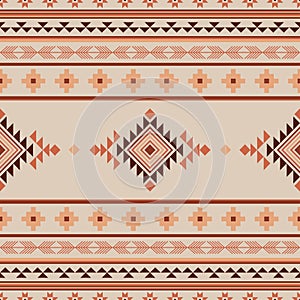Ethnic Aztec seamless pattern Tribal Navajo patternGeometric ornament Vector illustration in boho style Rug textile print texture photo