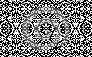 Ethnic black white texture in doodling style. Geometric floral background from Indian oriental pattern.