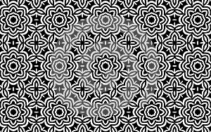 Ethnic black white texture in doodling style. Geometric original Indian floral pattern background.