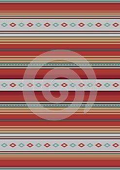 Ethnic boho fabric illustration. Colorful stripes background. Mexican style vector seamless pattern. Serape design. Western decor