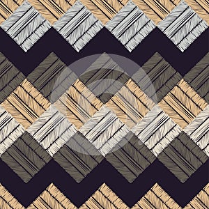 Ethnic boho seamless pattern. Patchwork texture. Weaving. Traditional ornament. Tribal pattern. Folk motif.