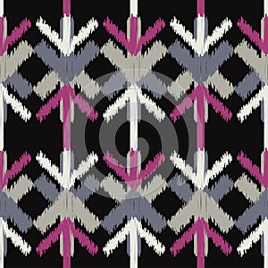 Ethnic boho seamless pattern. The shapes of the arrows with shading. Brushwork. Hand hatching. Scribble texture. Traditional ornam