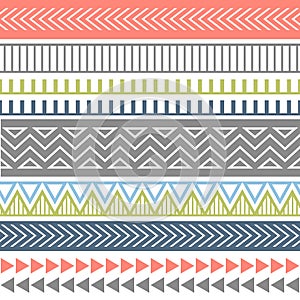 Ethnic boho tribal indian seamless pattern set.