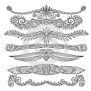 Ethnic borders and page dividers. Bracelets design for temporary tattoo