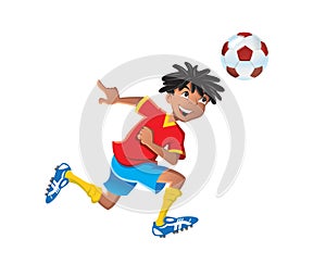 Ethnic boy playing soccer