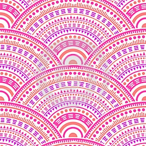 Ethnic circle shapes seamless geometric pattern.