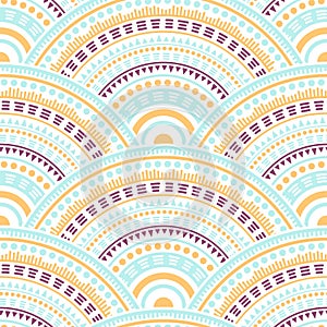 Ethnic circle shapes seamless geometric pattern.