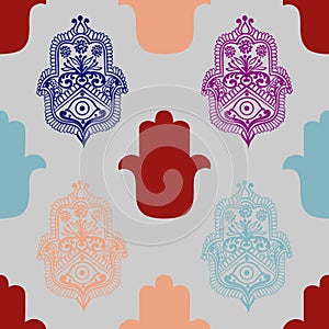 Ethnic colorful pattern with hamsa