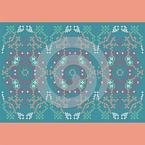 Ethnic cross stitch geometric pattern, jacquard, graphic pattern.