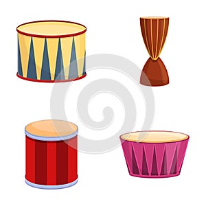 Ethnic drum icons set cartoon vector. Drum of different style and color