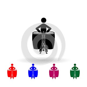 Ethnic drum player multi color icon. Simple glyph, flat vector of music icons for ui and ux, website or mobile application photo
