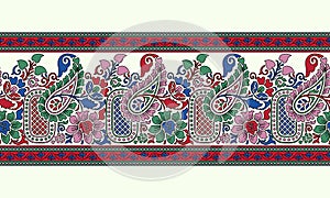 Ethnic floral blockprint border