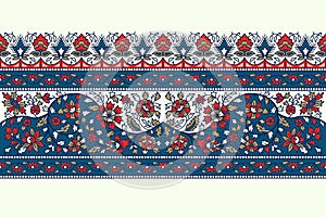 Ethnic floral blockprint border