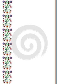 Ethnic floral border isolated on white background. Mexican party, wedding invitation, restaurant menu, greeting card design.