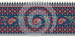 Ethnic floral paisley blockprint border