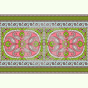 Ethnic floral paisley blockprint border