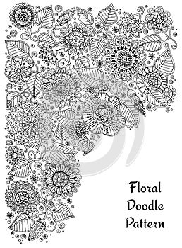 Ethnic floral zentangle, doodle background pattern circle in .