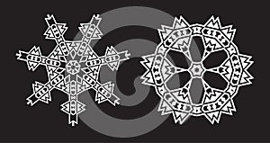 Ethnic Fractal Mandala Vector looks like Snowflake or Maya Aztec