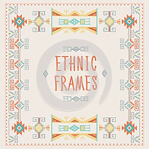 Ethnic Frames Vector. Tribal Vector. Navajo Stile Frame. Tribal Vintage Ethnic Ornament.