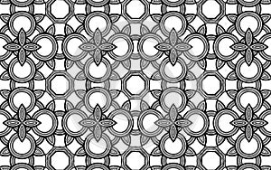 Ethnic geometric background inspired by Indian doodling. Abstract black white template.