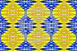 Ethnic geometry seamless pattern floral blue gold,seamless pattern curtain design, carpet, wallpaper, clothing, wrap, batik,