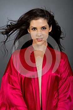 ethnic girl with red robe