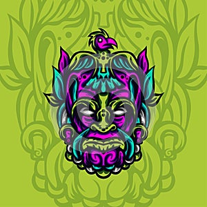 Ethnic God Mask Illustration