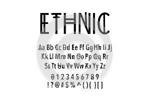 Ethnic hand drawn vector font type in line style