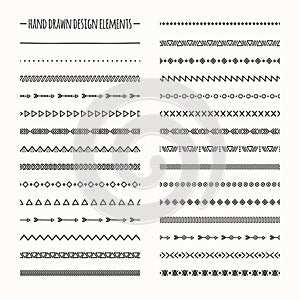 Ethnic hand drawn vector line border set and