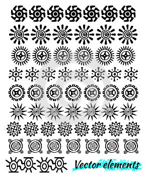 Ethnic hand drawn vector line border set and hipster scribble design element. Doodle style.