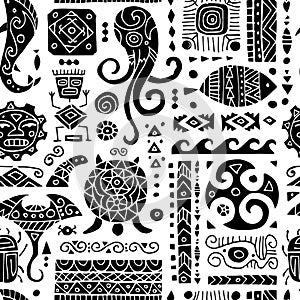 Ethnic handmade ornament. Seamless pattern for your design. Polynesian style