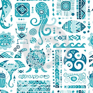 Ethnic handmade ornament for your design. Polynesian style, seamless pattern