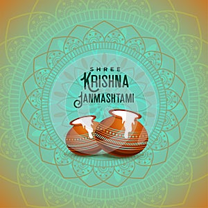 Ethnic hindu shree krishna janmashtami festival background