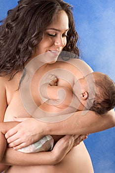 Ethnic Latina mother with her baby boy son