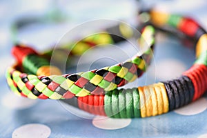 Ethnic leather colorful bracalets photo