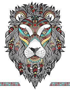 Ethnic lion. A tattoo of a Lion with an ornament. Totem. Hand Drawn photo