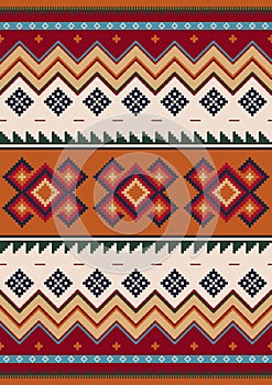 Ethnic mexican blanket, rug seamless vector pattern. Southwestern decor style. Tribal, aztec colorful